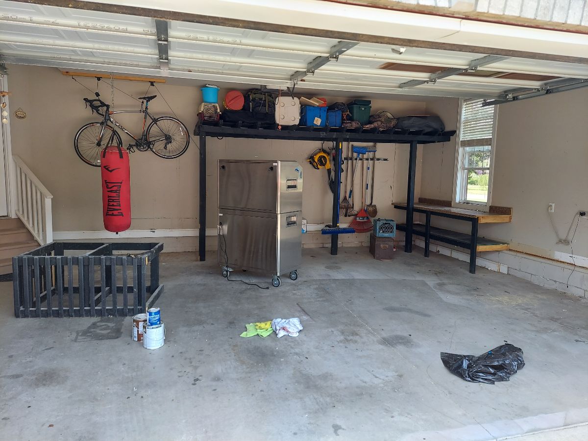 Before photo of garage floor